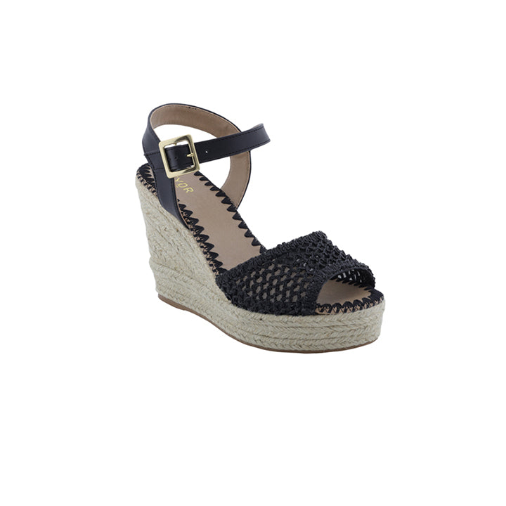 Black espadrille sandals online platform