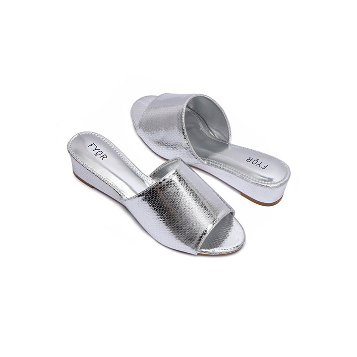 Silver low wedge discount sandals